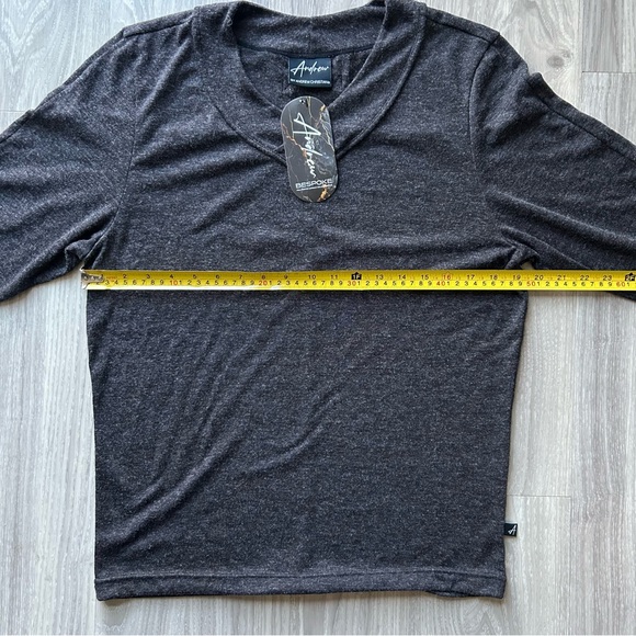 Andrew Christian | Bespoke Long Sleeve V-Neck Shirt in Charcoal (Medium) - Picture 9 of 16